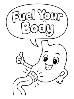 Free printable Cheerful Stomach Fuel Your Body coloring page