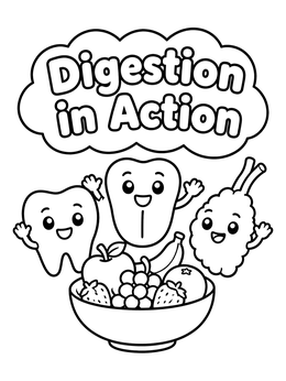 Free printable Digestion In Action With Fruit coloring page