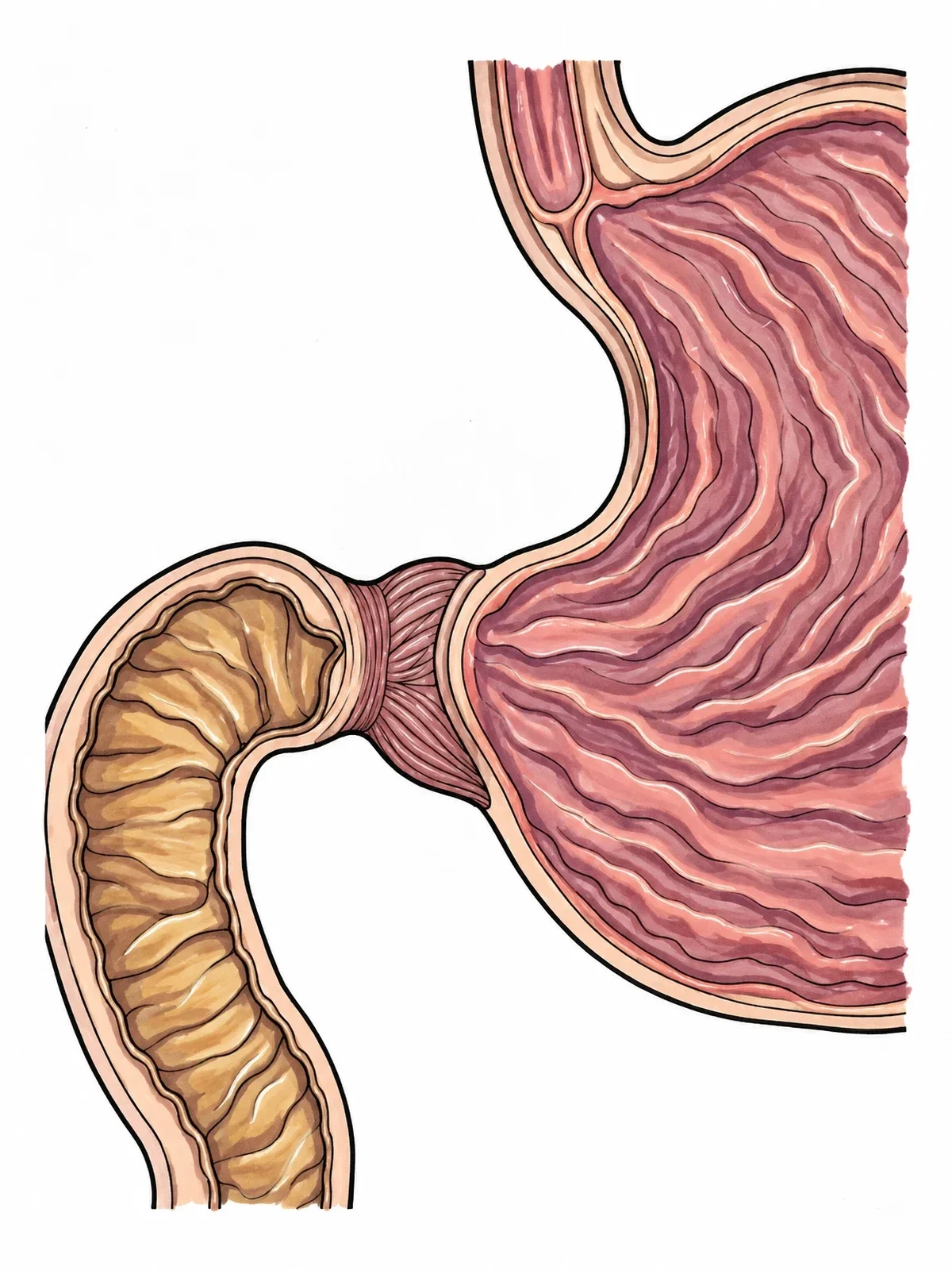 Colored example of the Stomach And Pyloric Sphincter Anatomy coloring page