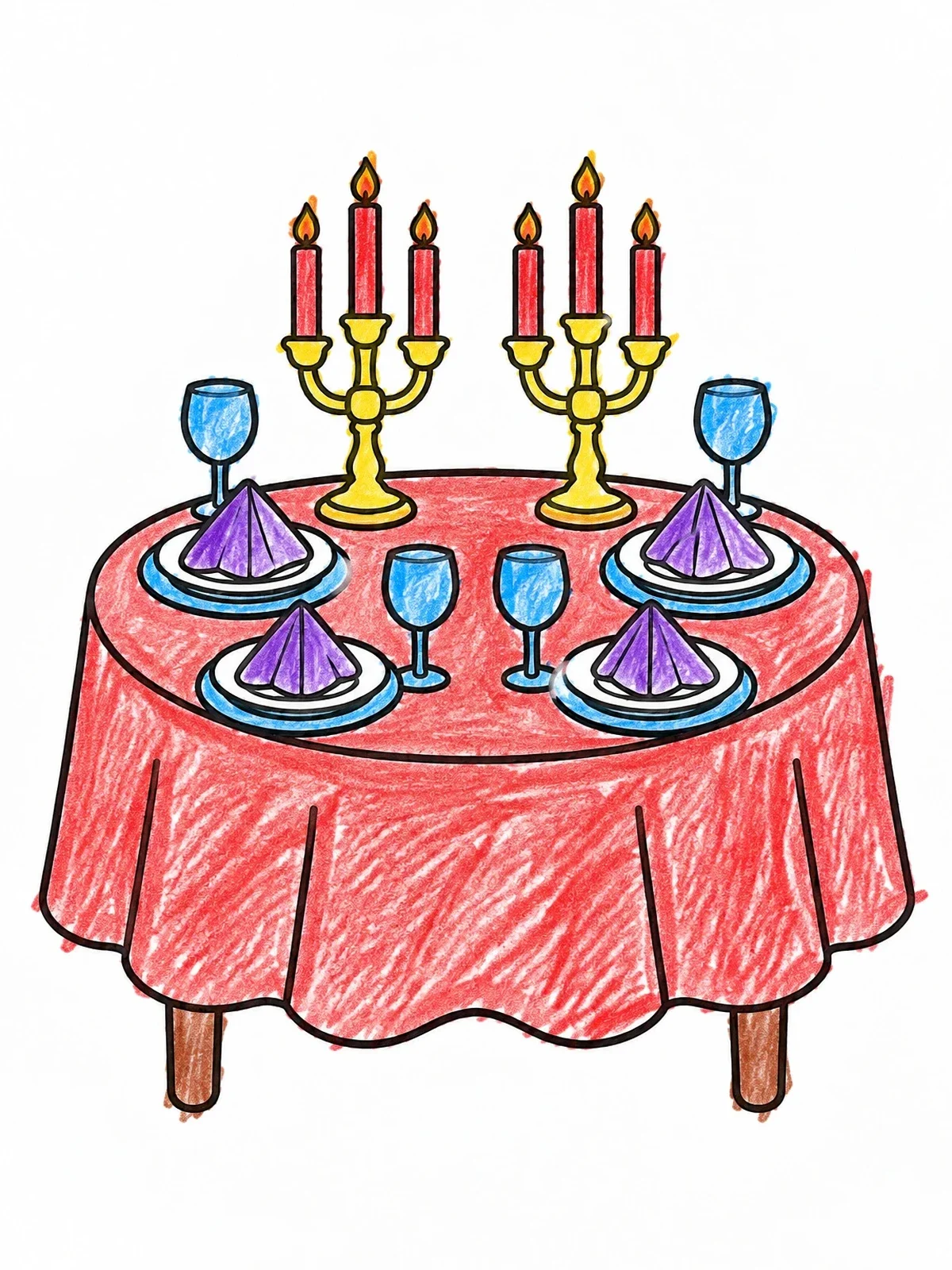 Colored example of the Set Dinner Table With Candelabras coloring page