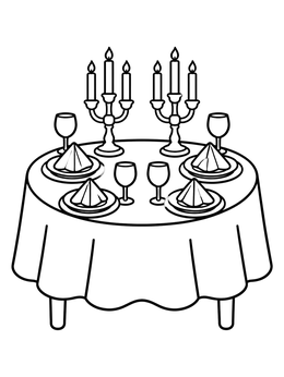 Free printable Set Dinner Table With Candelabras coloring page