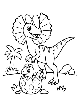 Free printable Dilophosaurus With Hatching Baby coloring page