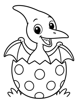 Free printable Baby Pterodactyl In Easter Egg coloring page