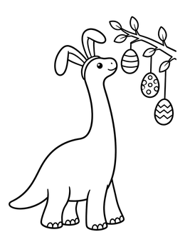 Free printable Easter Brachiosaurus With Bunny Ears coloring page