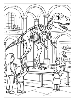 Free printable Dinosaur Skeleton In The Grand Hall coloring page