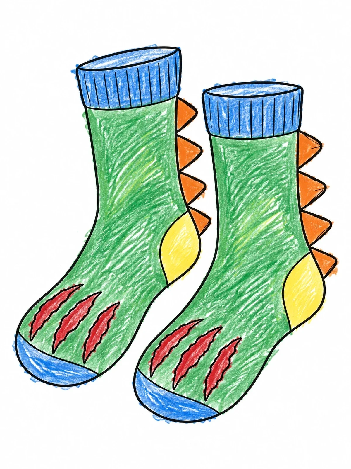 Colored example of the Dinosaur Spike Crew Socks coloring page