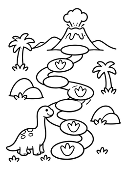 Free printable Dinosaur Valley Board Game Track coloring page