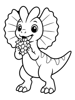 Free printable Cute Baby Dilophosaurus Eating Berries coloring page