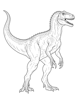 Detailed Allosaurus standing tall in this dinosaurs coloring page.