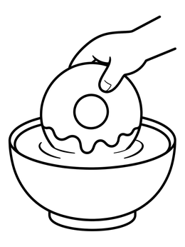 Free printable Dipping A Ring Donut In Glaze coloring page