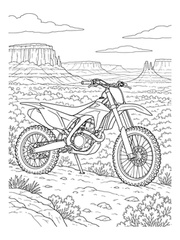 Free printable Dirt Bike In Desert Valley coloring page