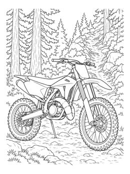 Free printable Dirt Bike On A Forest Trail coloring page