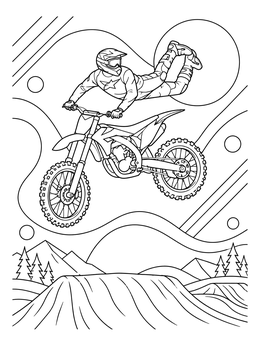Free printable Freestyle Motocross Rider Mid Air Stunt coloring page