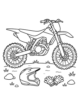 Free printable Dirt Bike With Helmet And Gloves coloring page