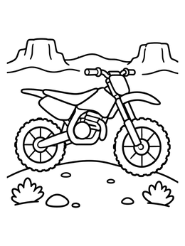 Free printable Dirt Bike In Desert Landscape coloring page