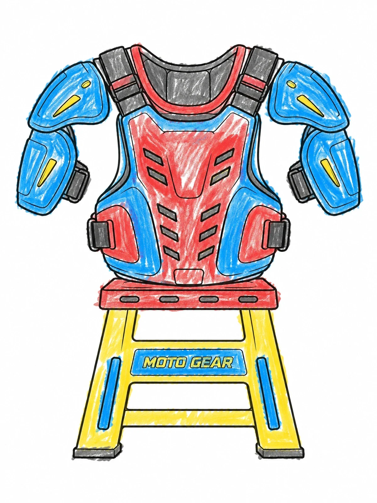 Colored example of the Motocross Chest Protector On Stand coloring page