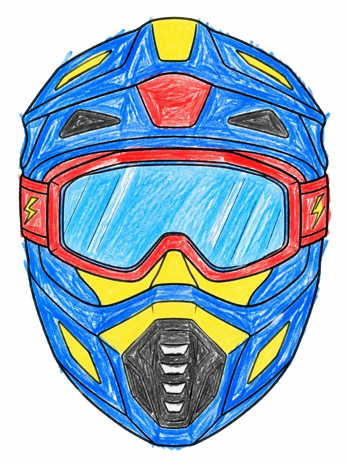 Colored example of the Motocross Helmet With Goggles coloring page
