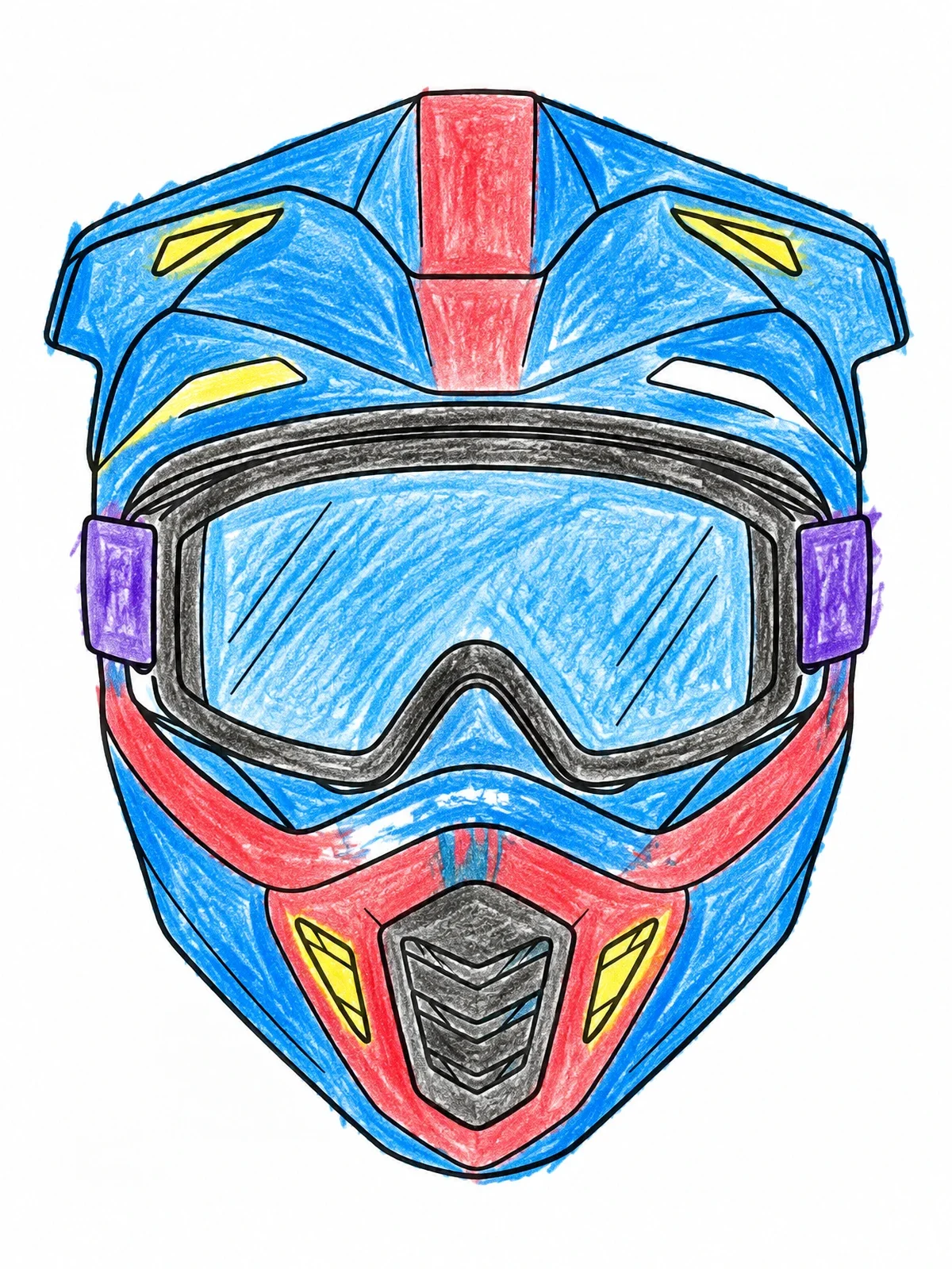 Colored example of the Motocross Helmet With Goggles coloring page
