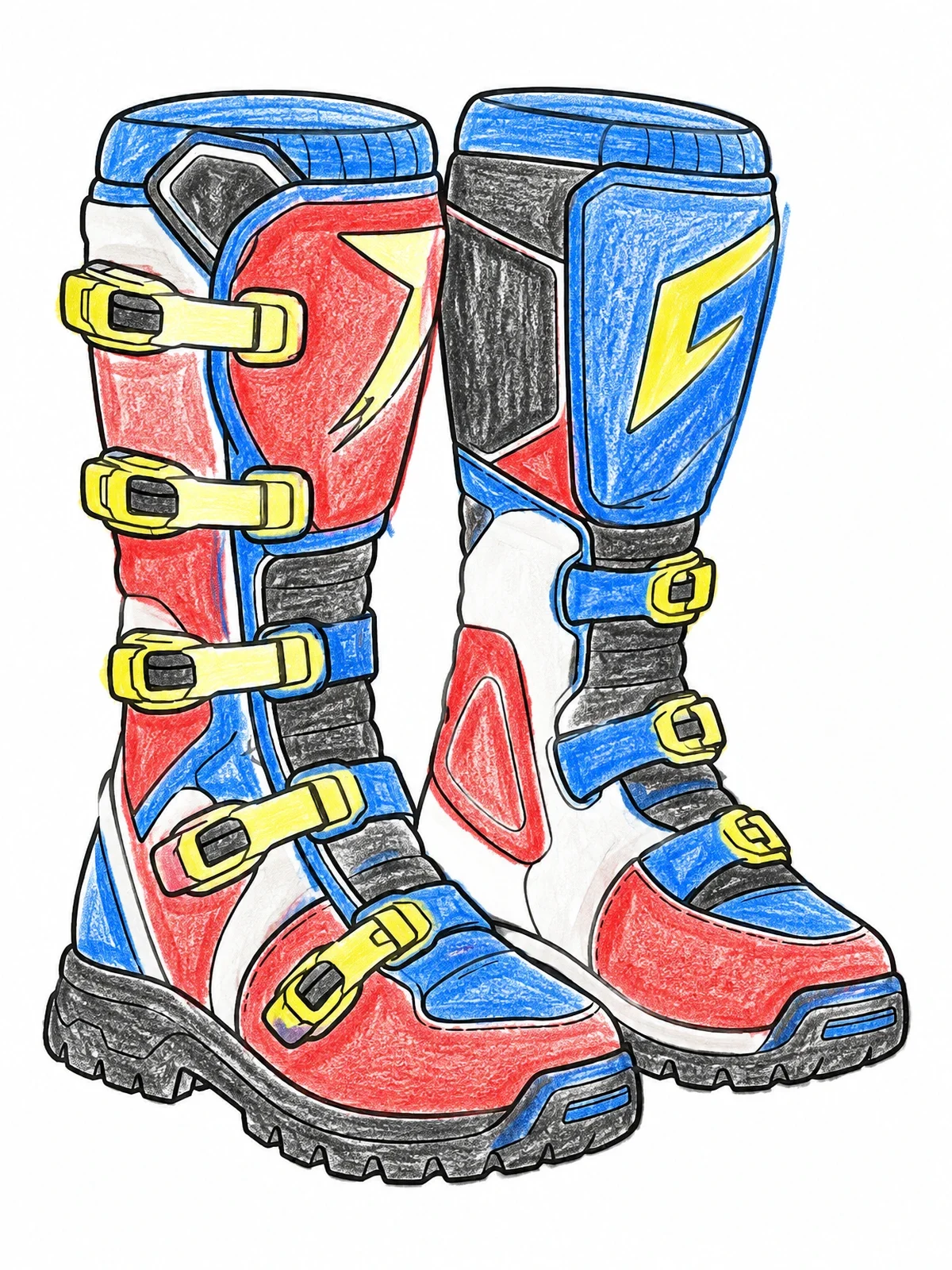 Colored example of the Motocross Riding Boots With Straps coloring page