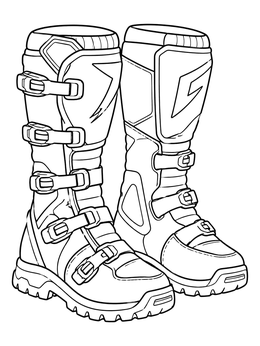 Free printable Motocross Riding Boots With Straps coloring page