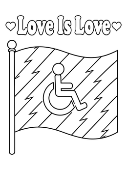 Free printable Disability Pride Flag And Hearts coloring page