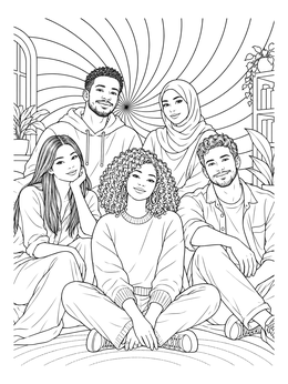 Free printable Friends Before A Hypnotic Swirl coloring page