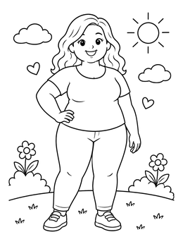 Free printable Cheerful Woman Outdoors coloring page