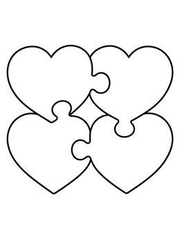 Free printable Interlocking Heart Puzzle Pieces coloring page