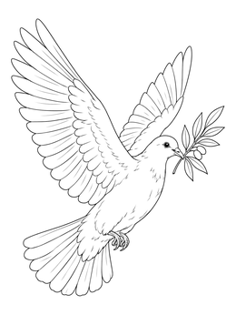 Free printable Peace Dove With Olive Branch coloring page