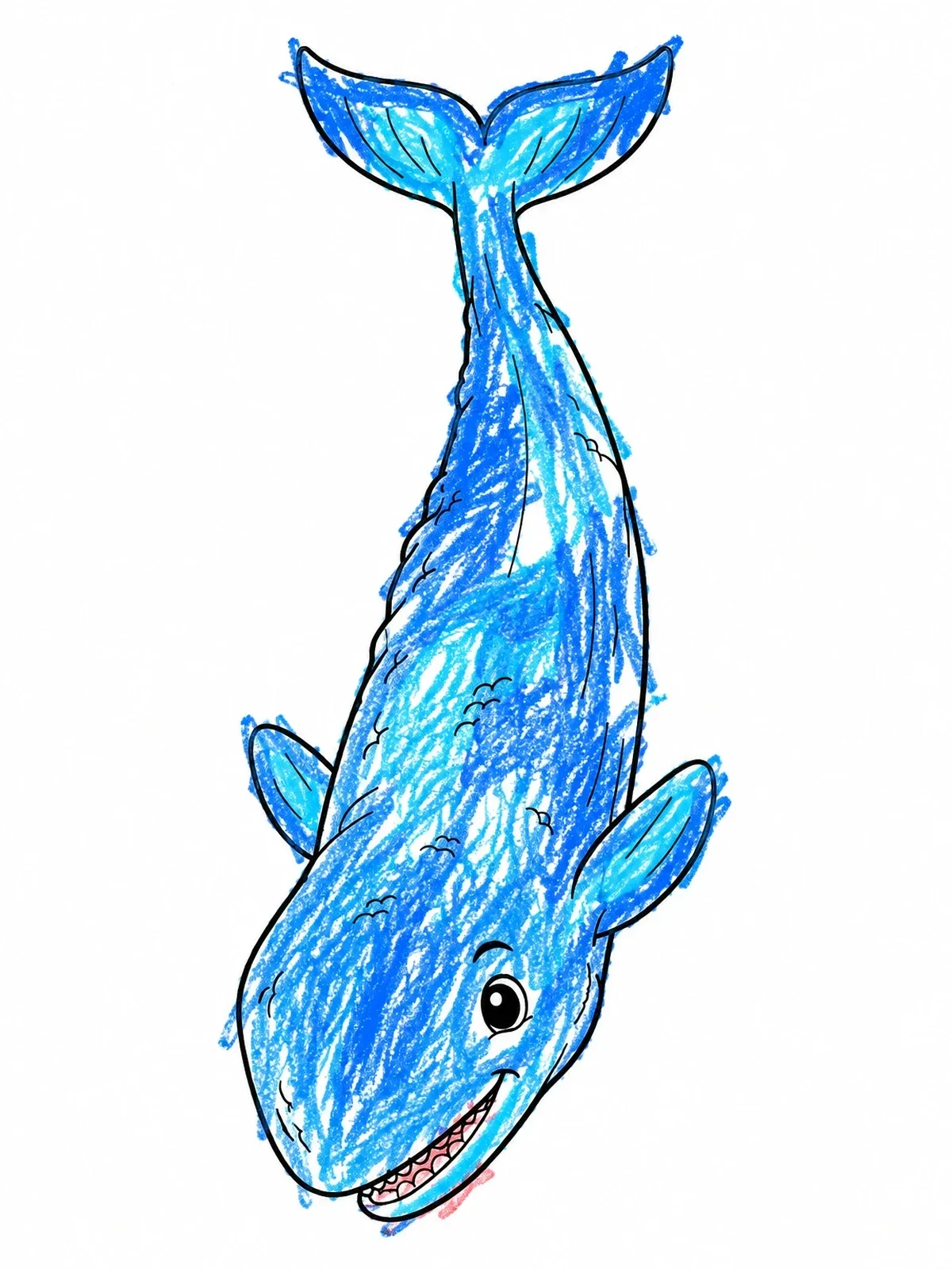 Colored example of the Diving Cartoon Sperm Whale coloring page