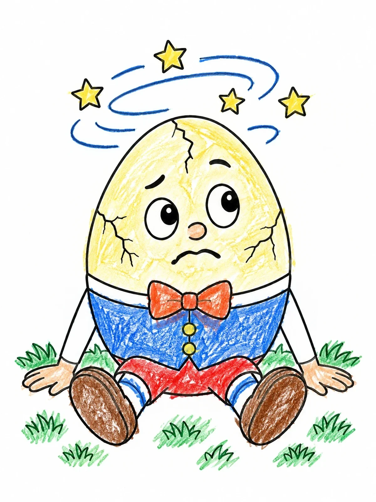 Colored example of the Dizzy Humpty Dumpty In The Grass coloring page
