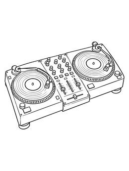 Free printable Dj Mixer And Turntables Setup coloring page