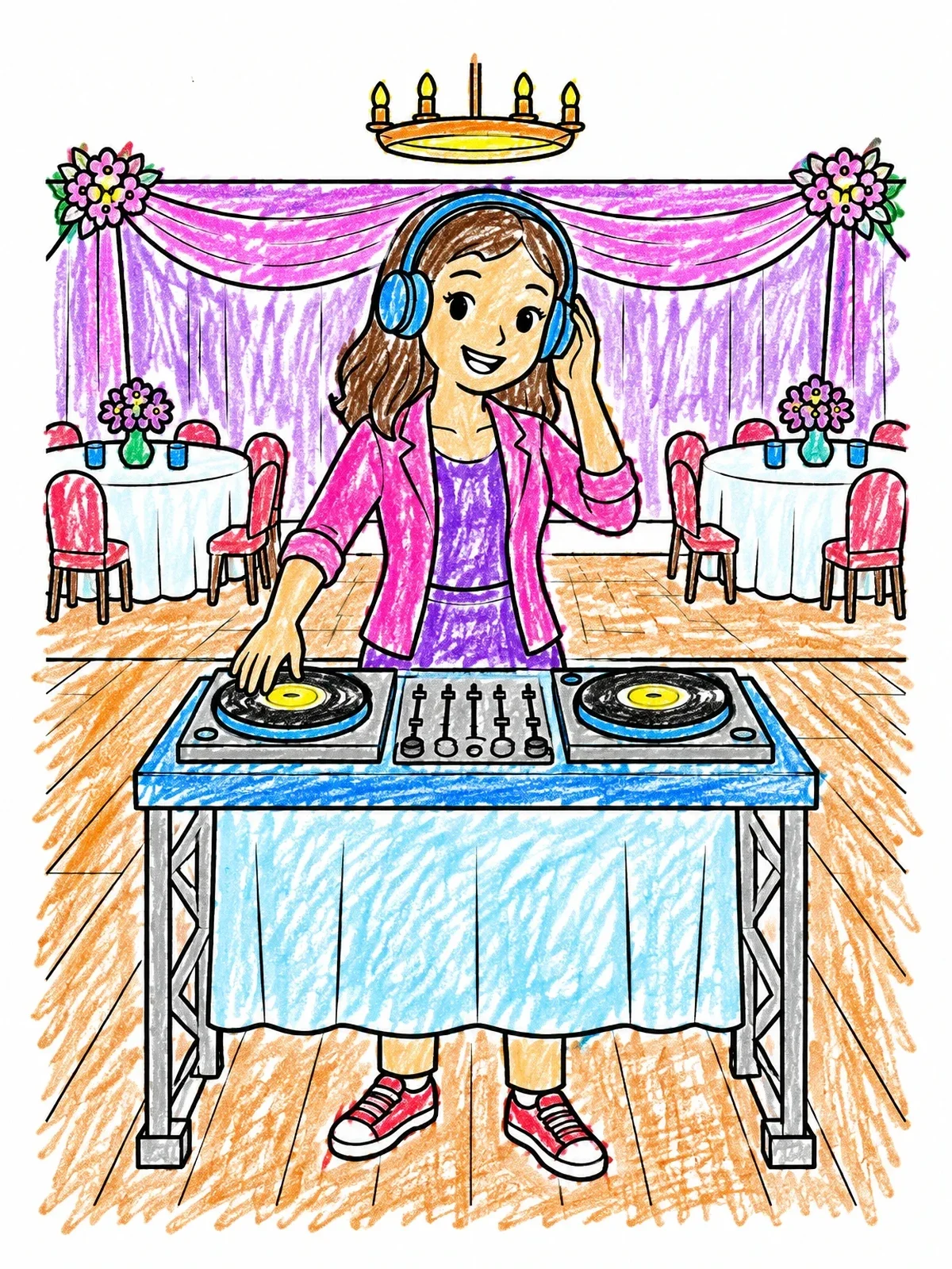 Colored example of the Dj Playing At A Reception coloring page