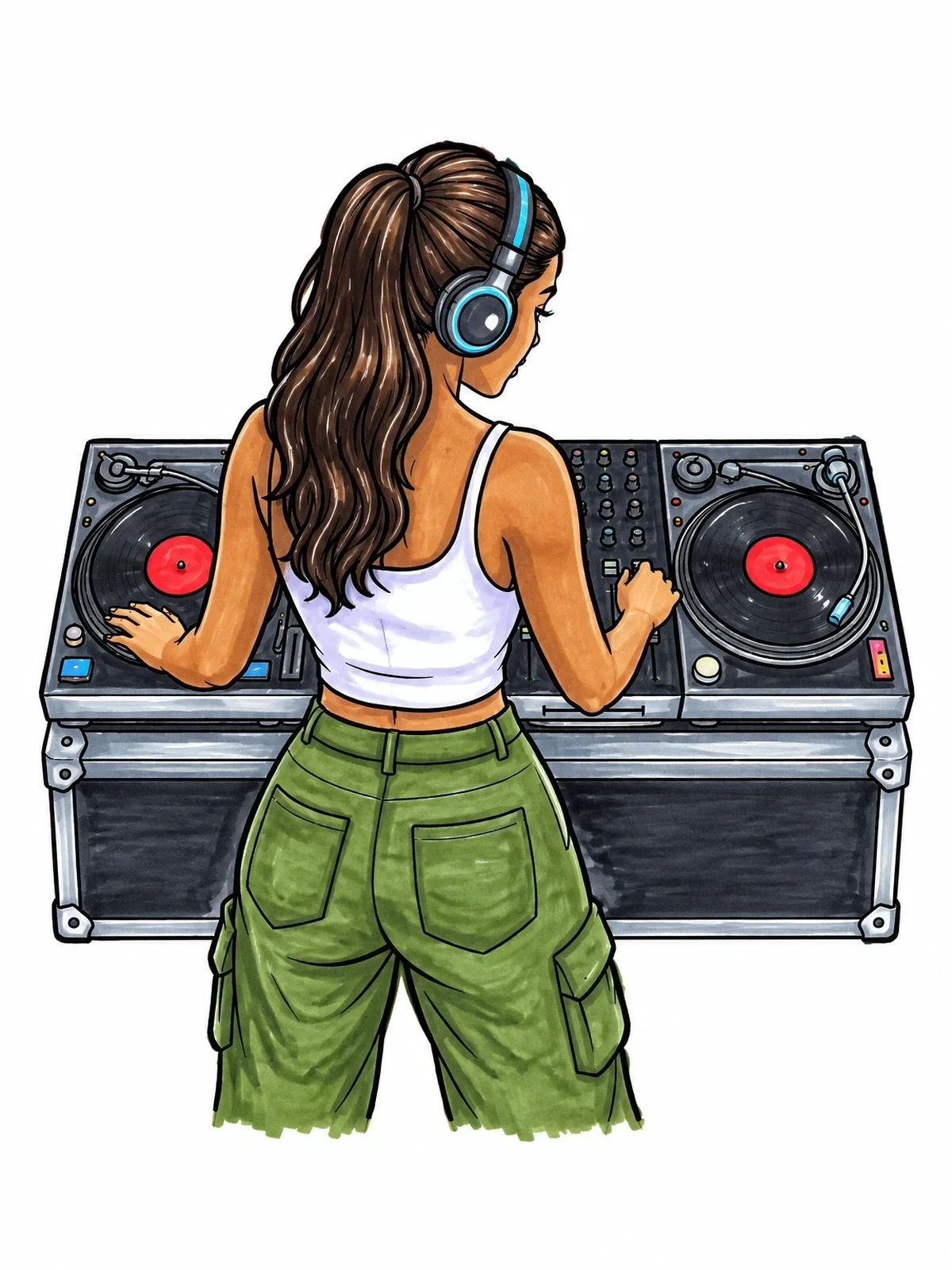 Colored example of the Dj Performing At Turntable Deck coloring page