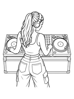 Free printable Dj Performing At Turntable Deck coloring page