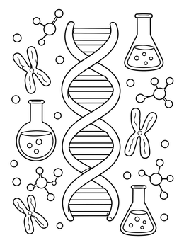 Free printable Dna Helix And Science Lab Elements coloring page