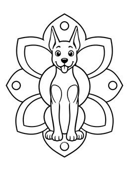 Free printable Cute Doberman In Flower Mandala coloring page