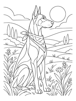 Free printable Regal Doberman In Sunny Meadow coloring page