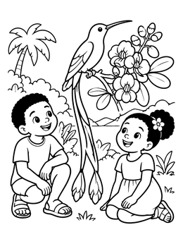 Free printable Doctor Bird And Jamaican Children coloring page