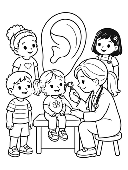 Free printable Doctor Checking A Child's Ear coloring page