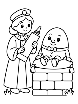 Free printable Doctor Helping Humpty Dumpty coloring page