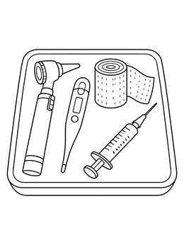 Free printable Medical Instruments On A Tray coloring page