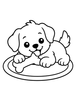 Free printable Cute Puppy Chewing A Bone coloring page