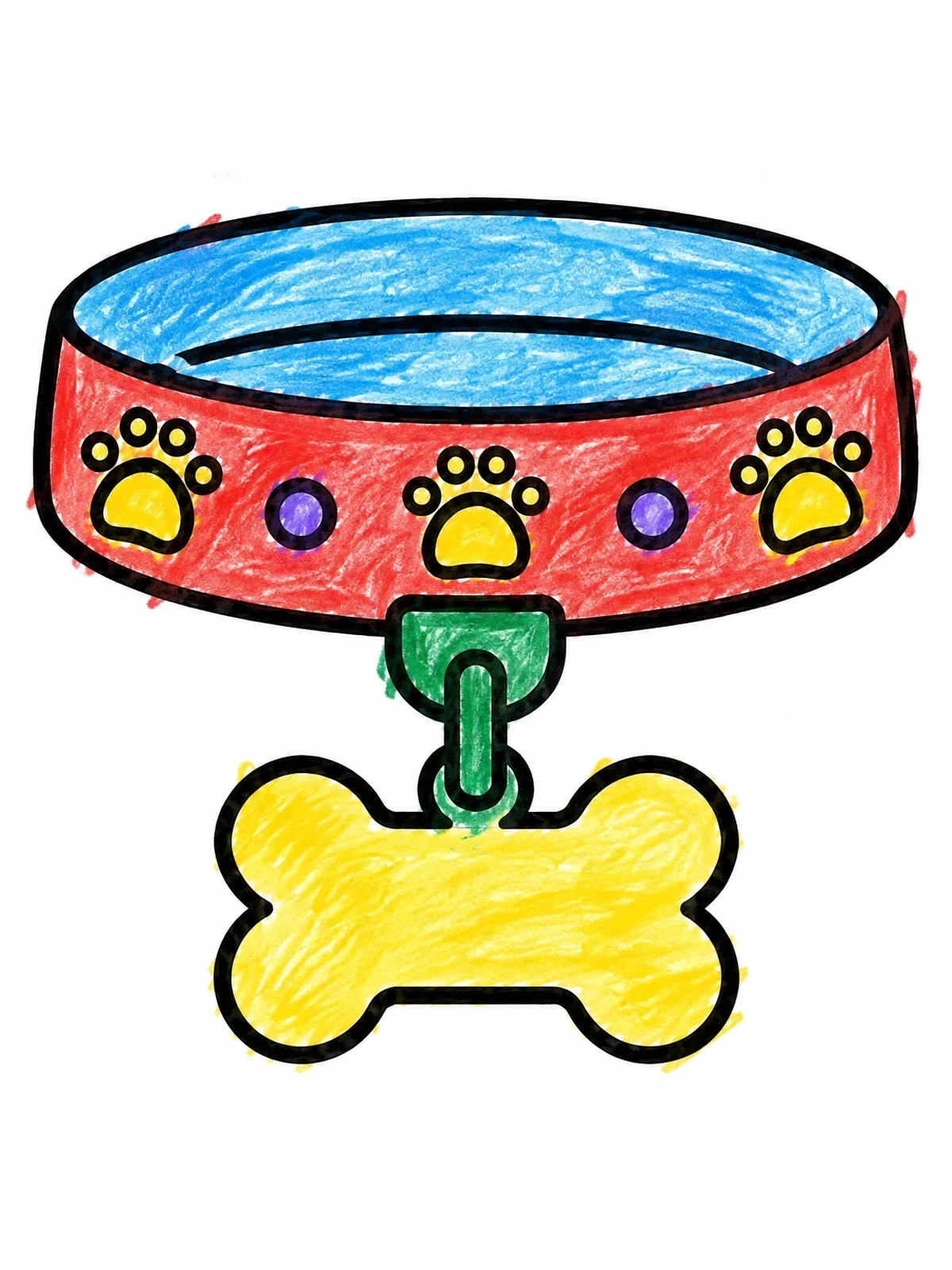 Colored example of the Dog Collar With Bone Tag coloring page