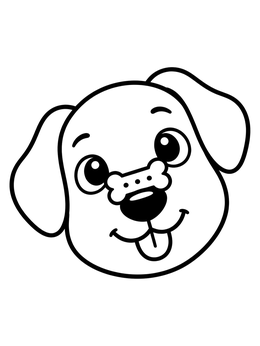 A cheerful puppy balances a bone treat on this dog coloring page.