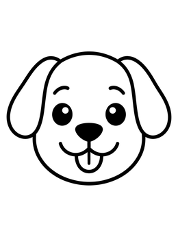 A simple dog coloring page featuring a happy puppy face with floppy ears.