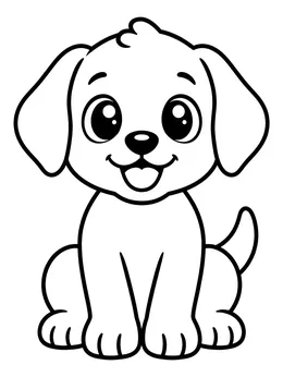 Cute Smiling Puppy Sitting Down
