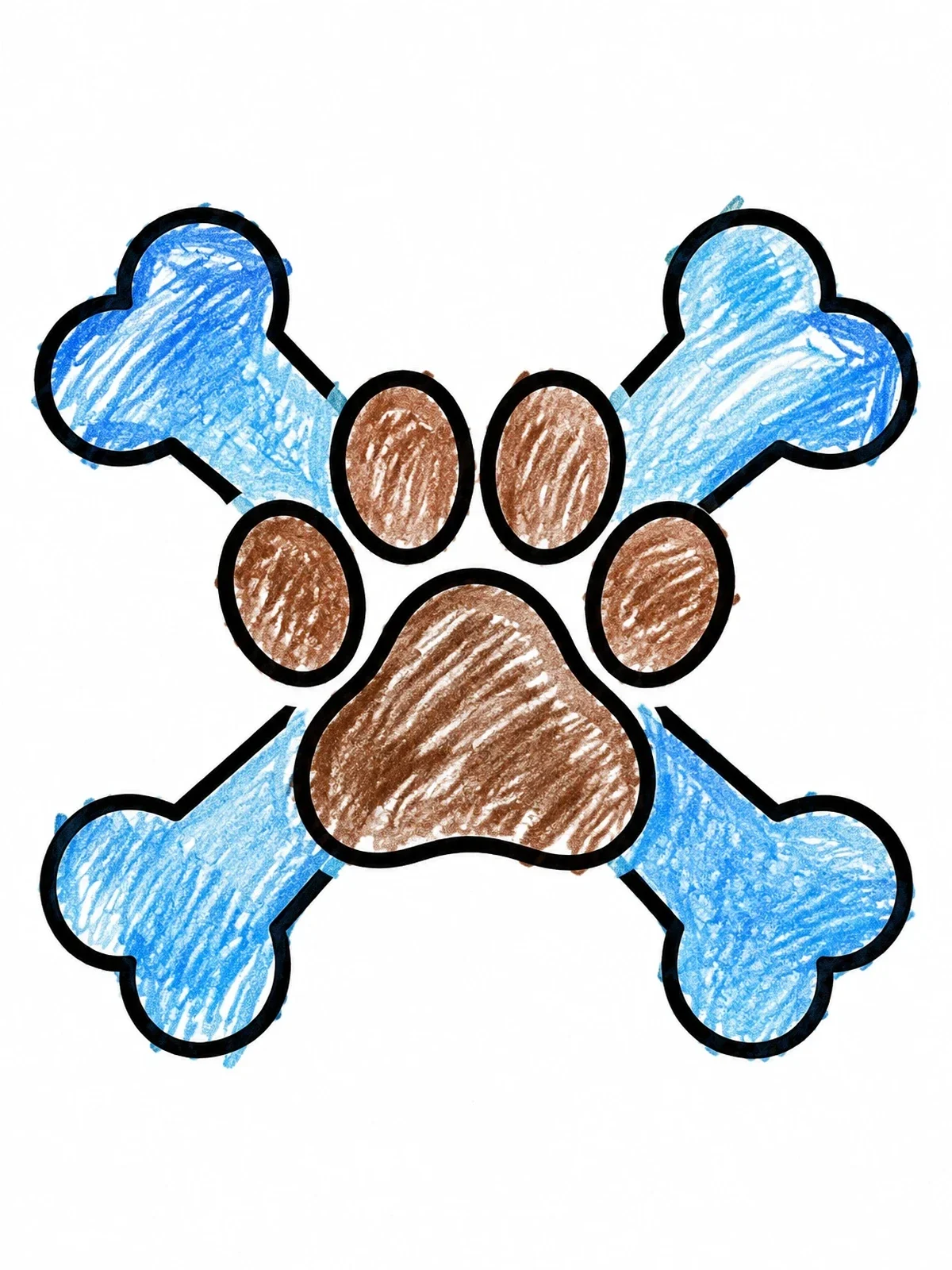 Colored example of the Dog Paw And Crossed Bones coloring page