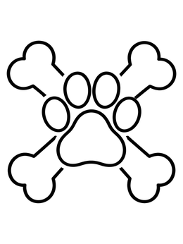 Free printable Dog Paw And Crossed Bones coloring page