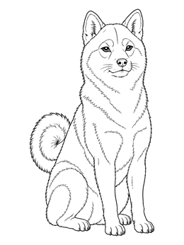 An alert Shiba Inu sits proudly in this detailed doge coloring page.